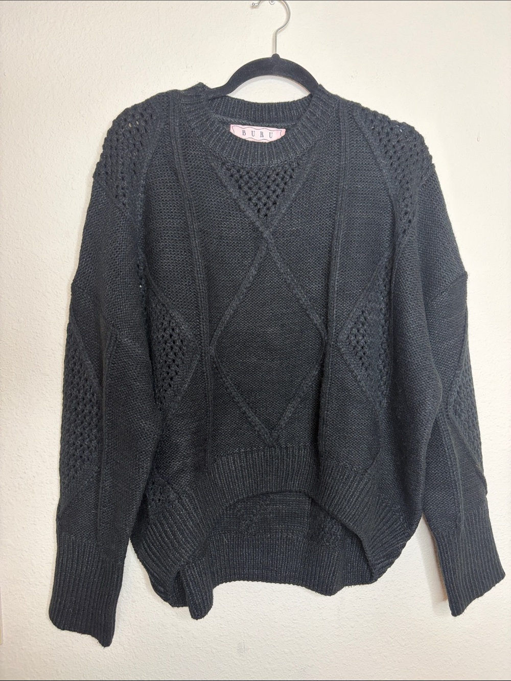 BURU | Women’s Black Chunky Knit Sweater Size Medium/Large